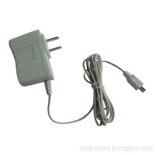Travel charger for mobile phone with USB type or cord and 5V 1A 0.5A output
